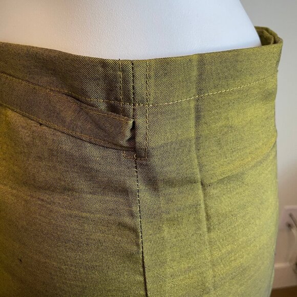 Sari Maxi Wrap Skirt w Embroidered 5" Gold Border Olive Green Sz OS - no tags - Picture 8 of 10